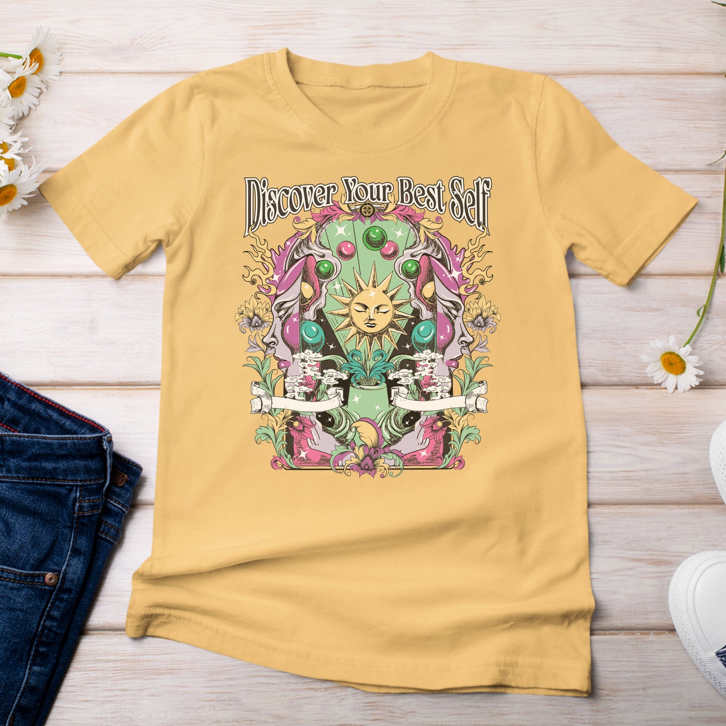 Discover Your Best Self T-shirt Bright Yellow Citrus Color