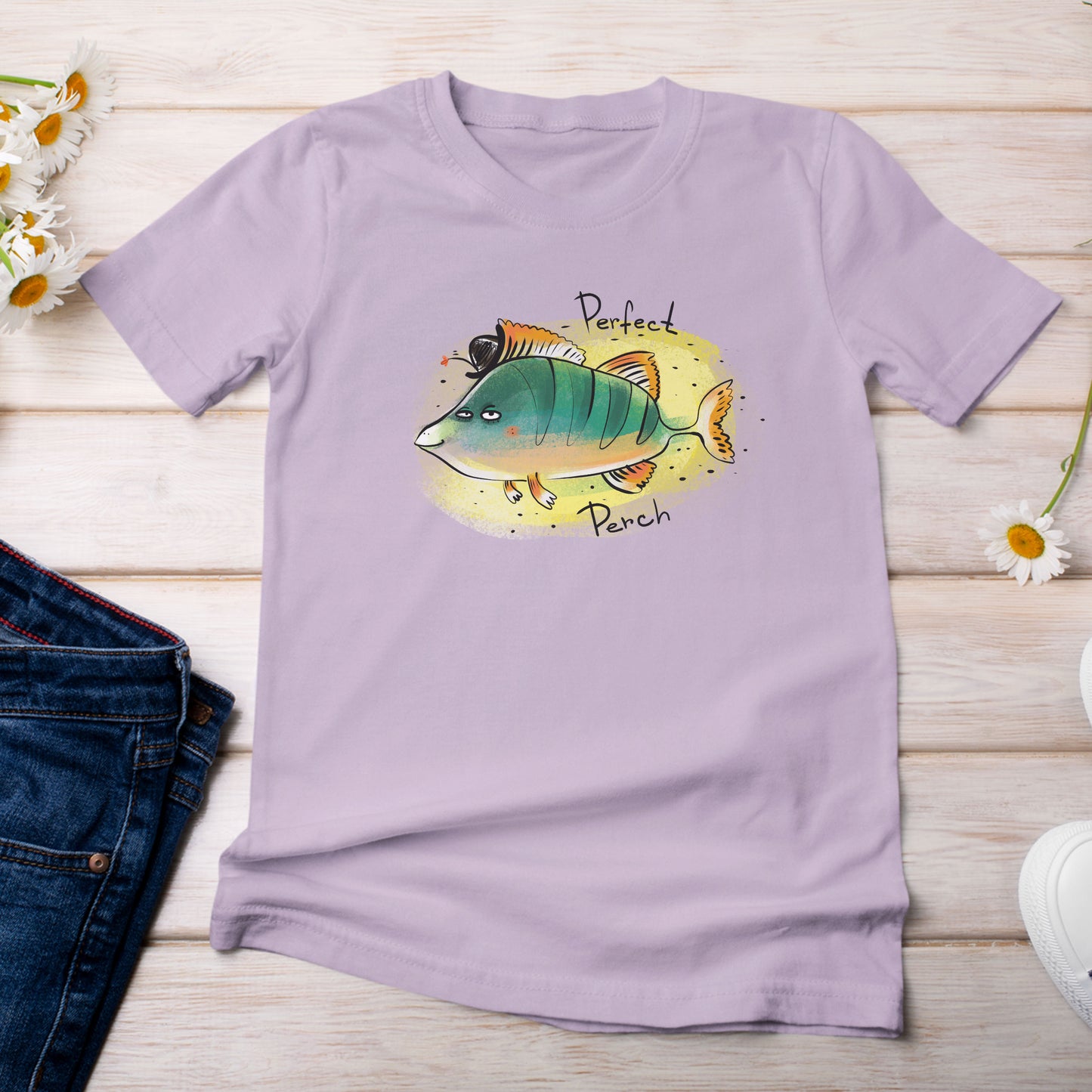 Perch are a Perfect Fish T-Shirt Lilac Orchid Color