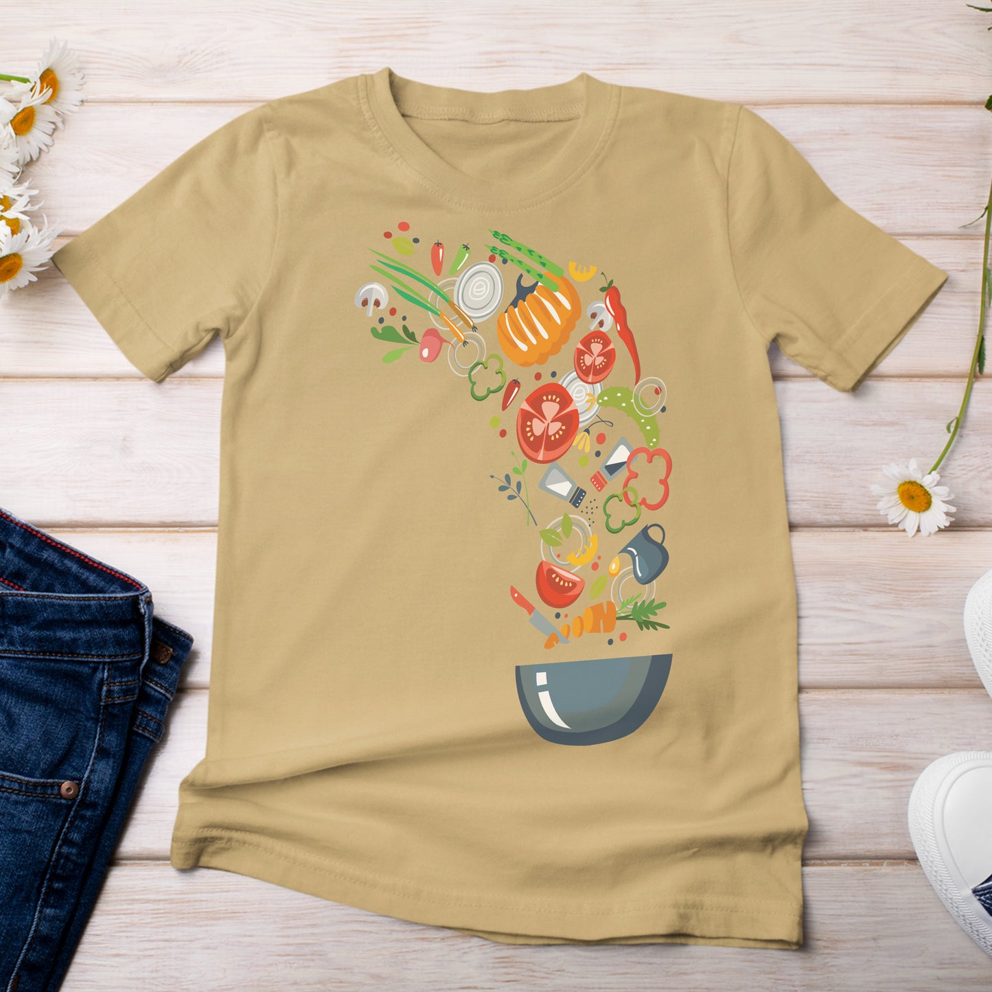 Yummy Salad Bowl T-Shirt Yellow Mustard Color