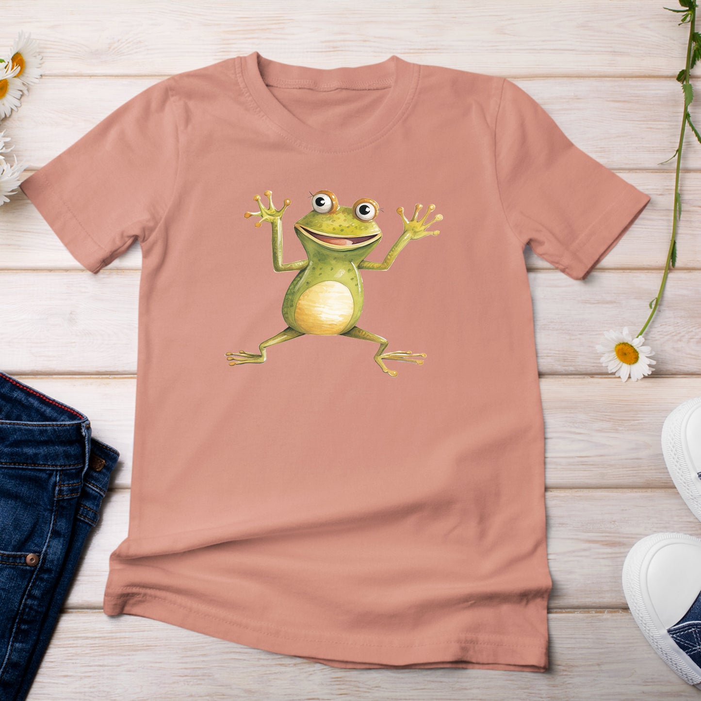 Happy Frog Amphibian T-Shirt Light Terra Cotta Color