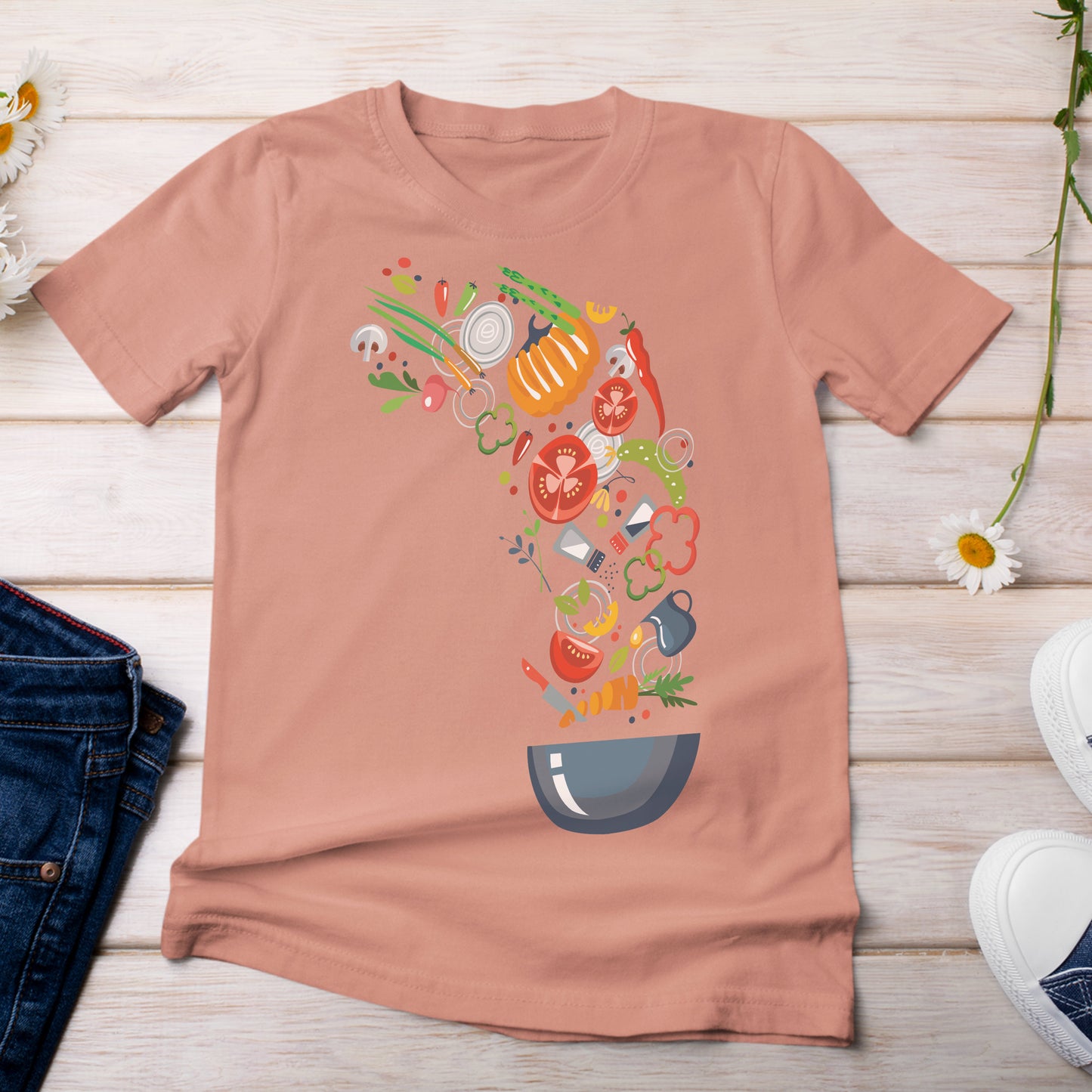 Yummy Salad Bowl T-Shirt Light Terra Cotta Color