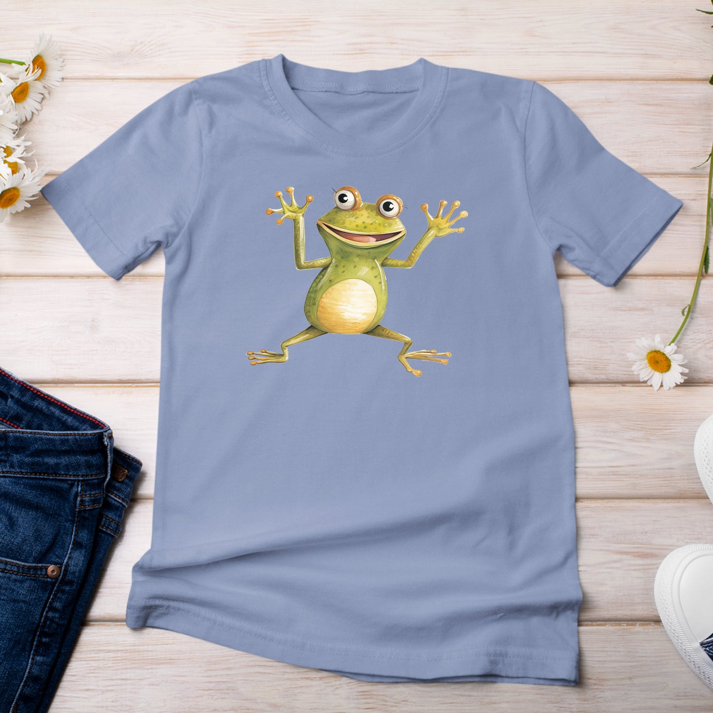 Happy Frog Amphibian T-Shirt Light Washed Denim Color