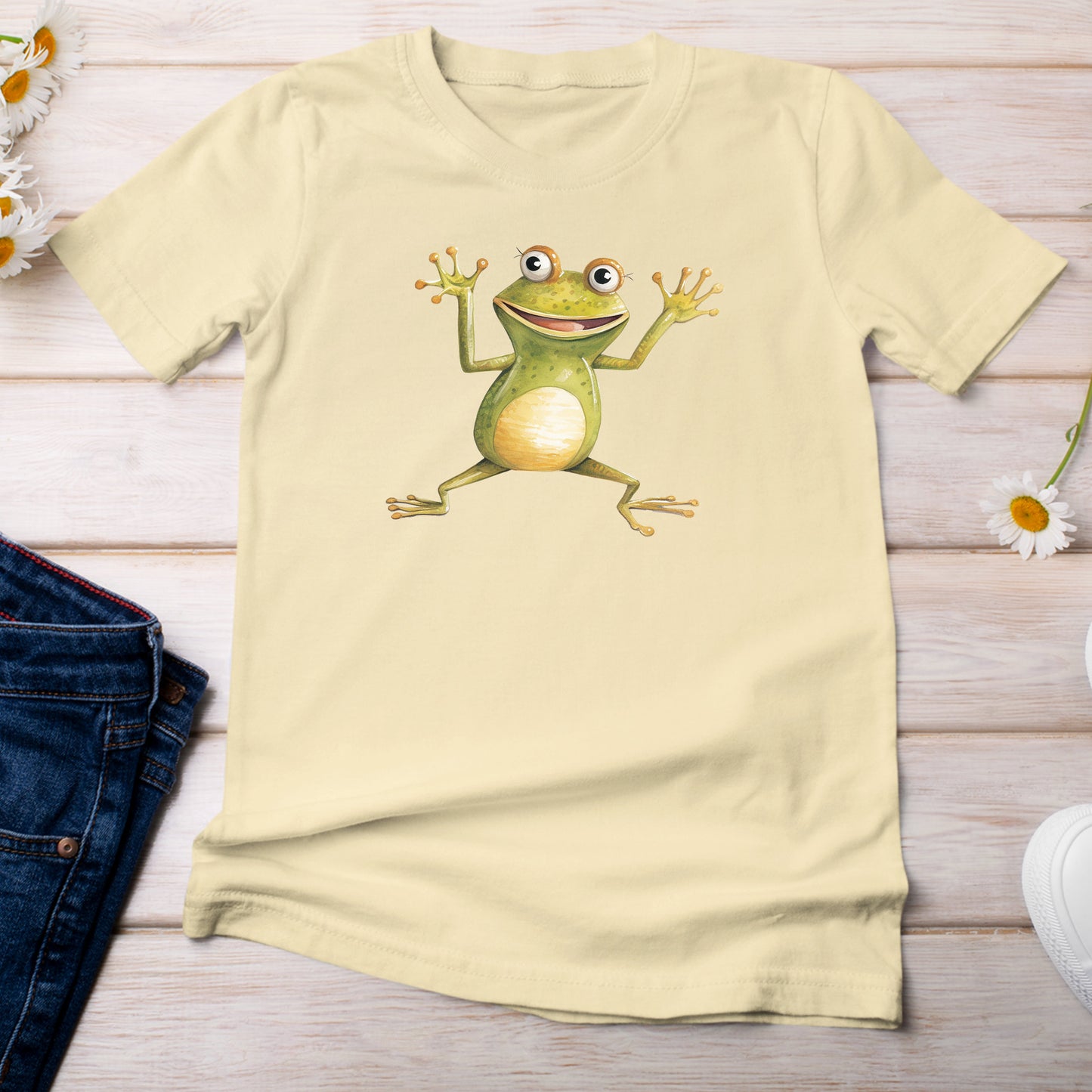 Happy Frog Amphibian T-Shirt  Light Yellow Color