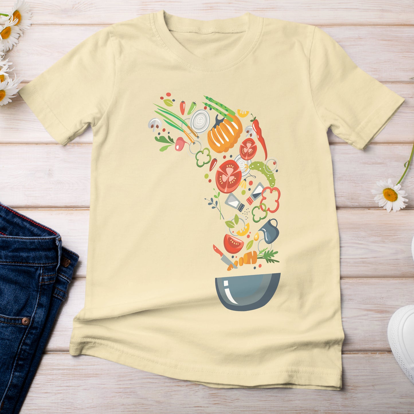 Yummy Salad Bowl T-Shirt Light Yellow Banana Color