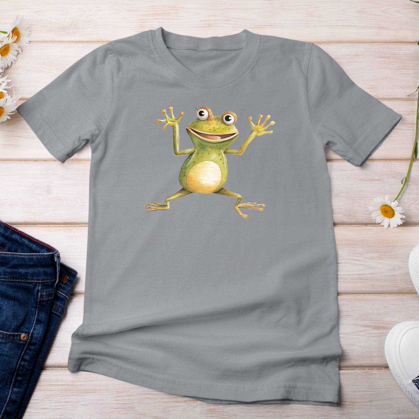 Happy Frog Amphibian T-Shirt Light Gray Granite Color