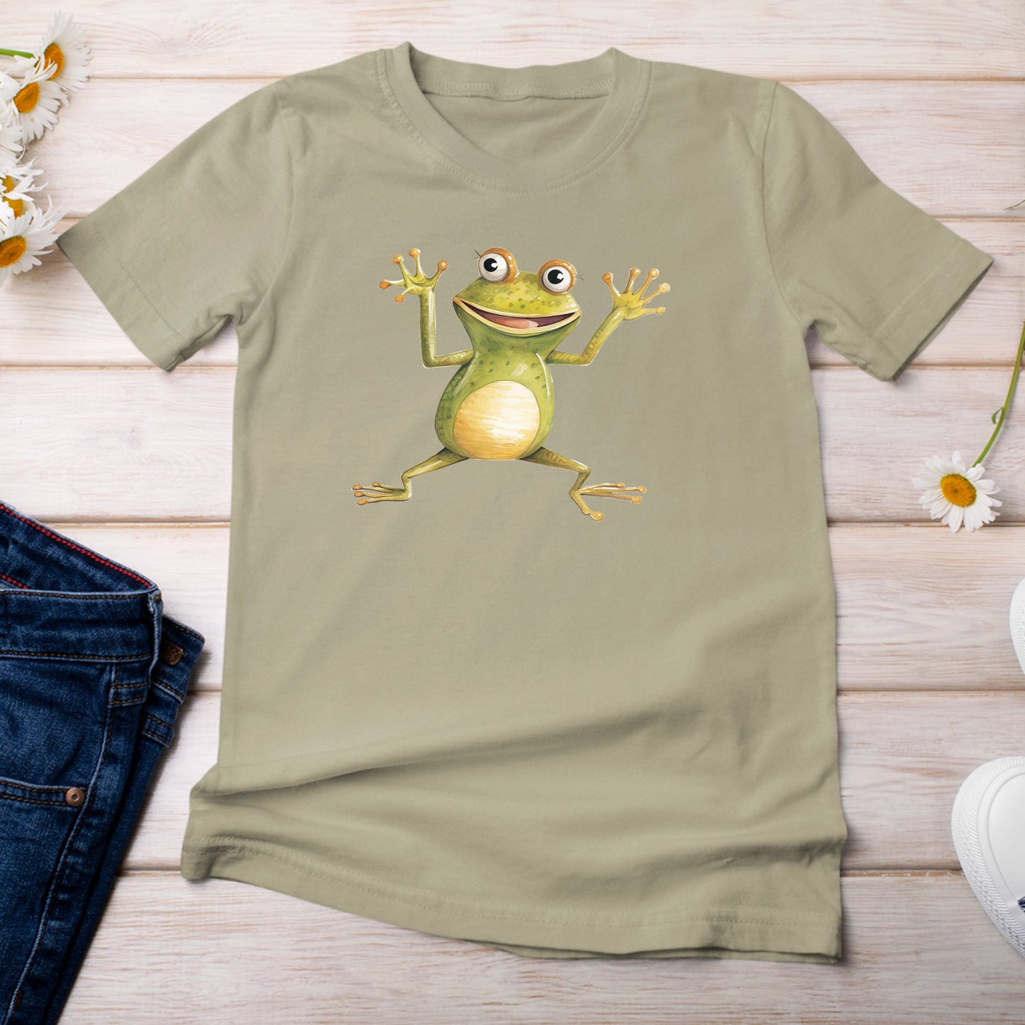 Happy Frog Amphibian T-Shirt Light Khaki Color