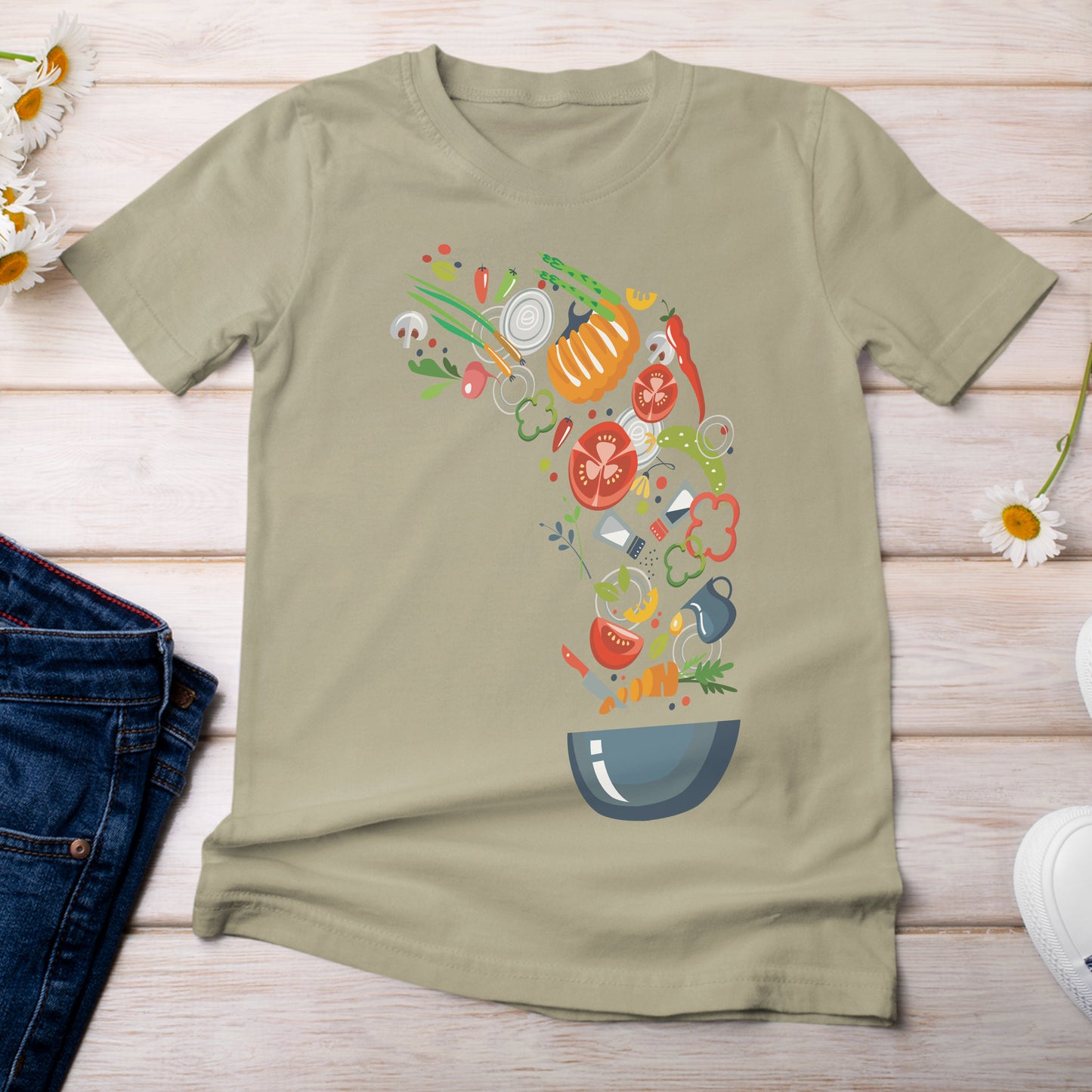 Yummy Salad Bowl T-Shirt Light Khaki Color