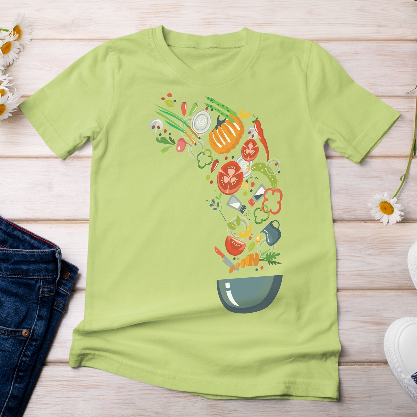 Yummy Salad Bowl T-Shirt Light Green Kiwi Color