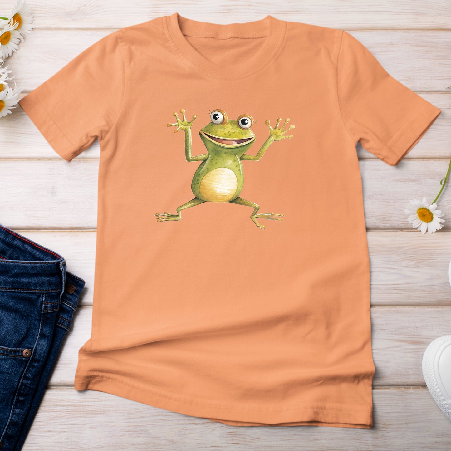 Happy Frog Amphibian T-Shirt Bright Orange Melon Color