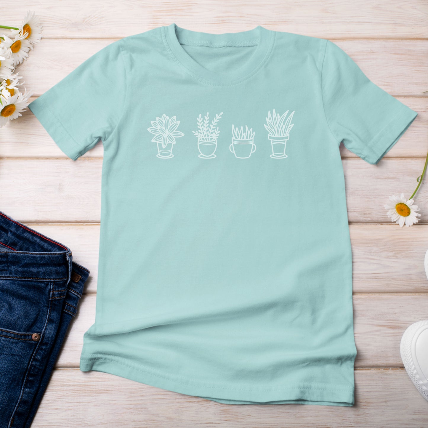 Houseplant Enthusiast T-shirt Chalky Mint Color