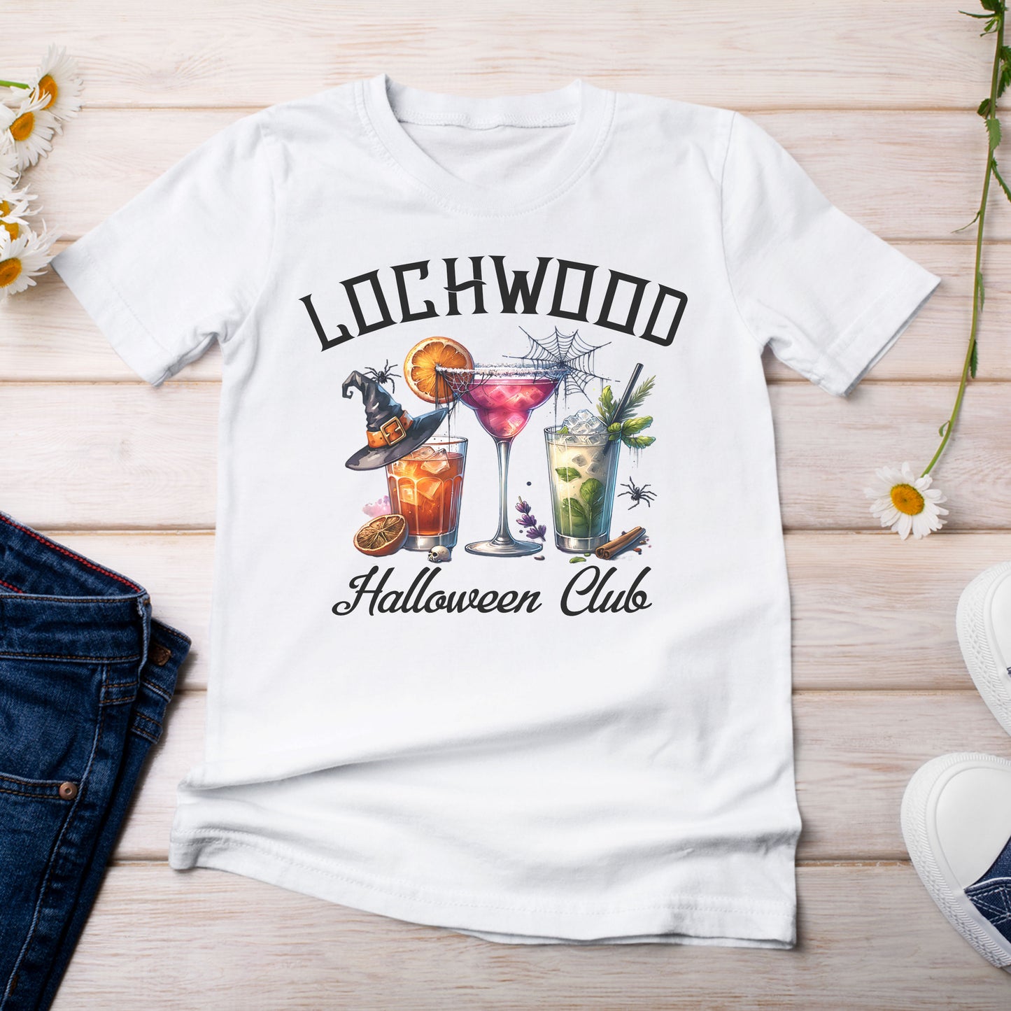 Lochwood Halloween Club with Cocktails T-Shirt White