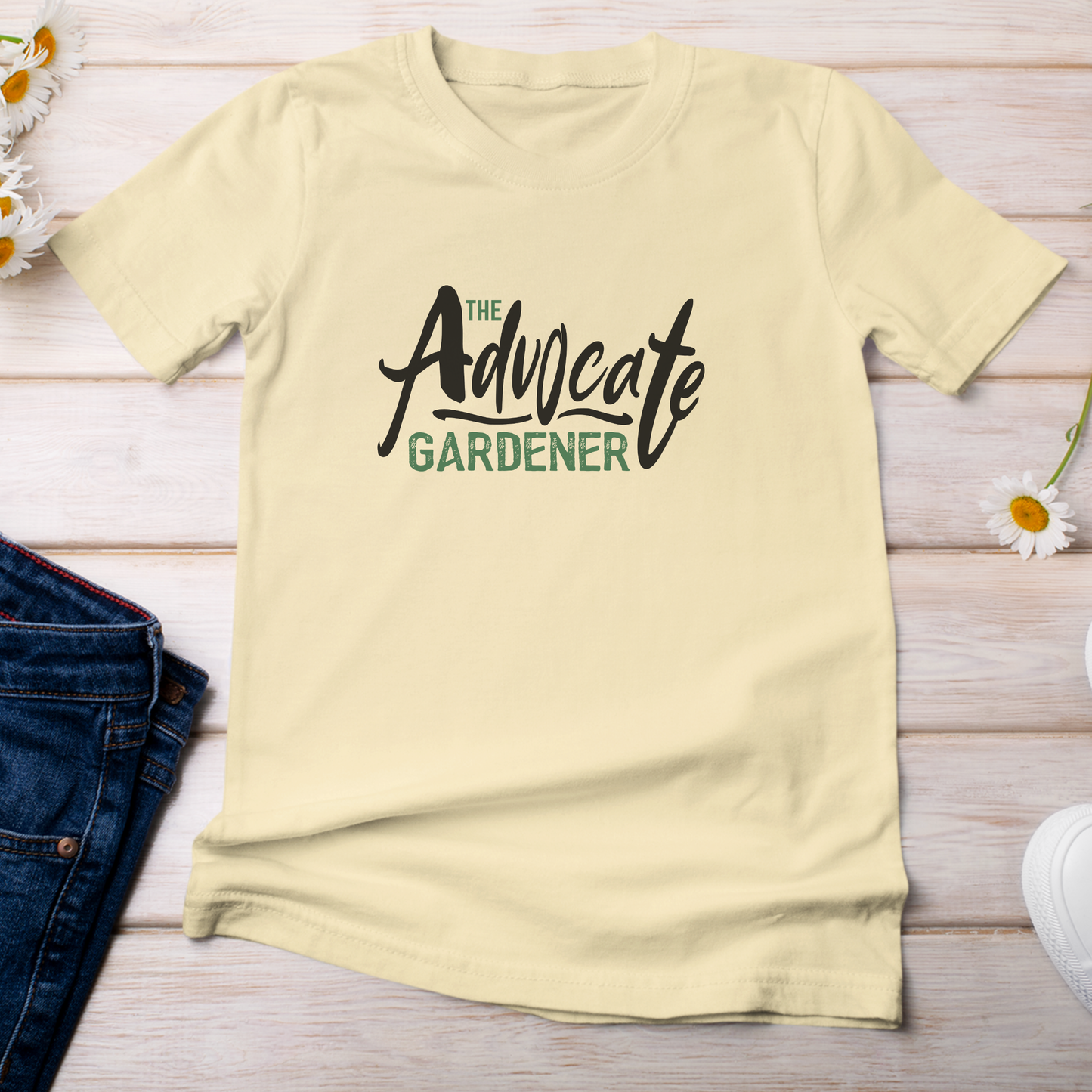 Advocate Gardener advocategardens.com Logo Shirt  Banana color