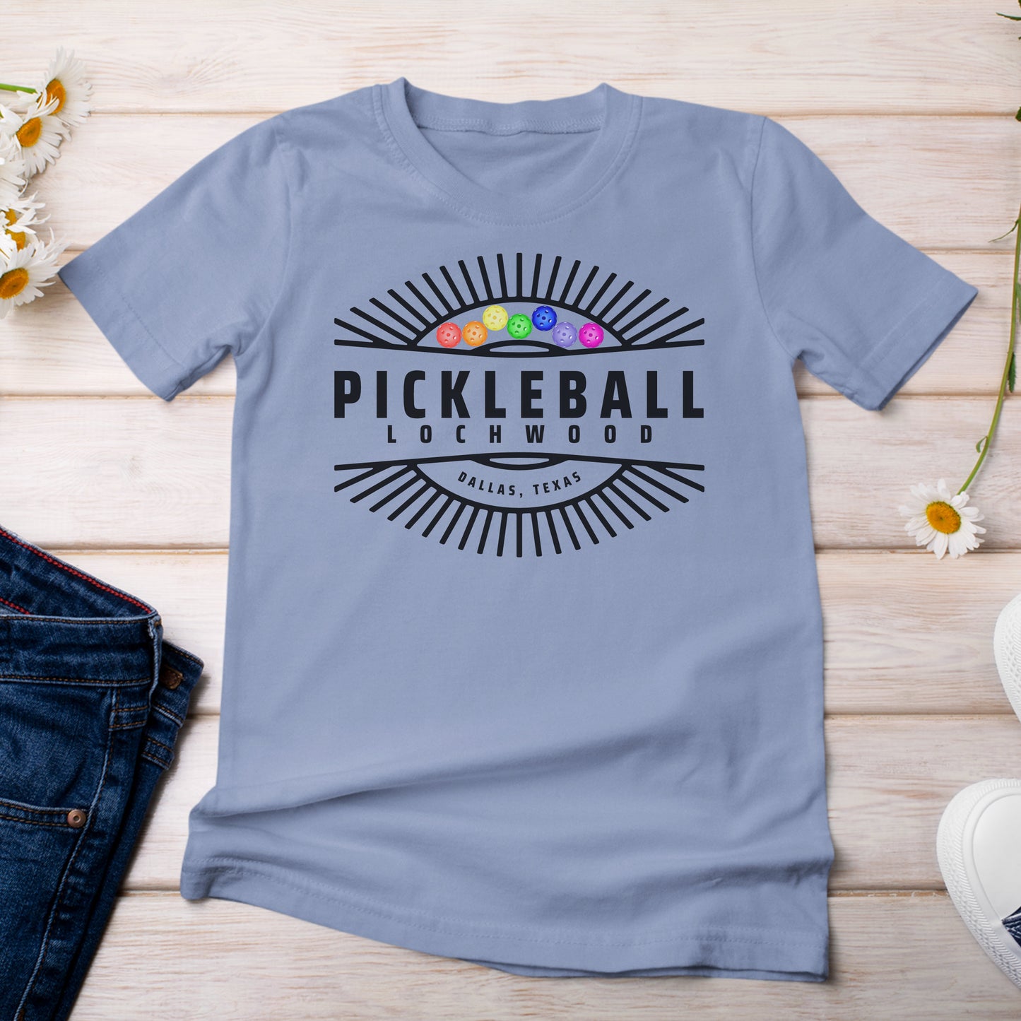 Pickleball for Lochwood Collection 101 T-shirt Light Washed Denim Color