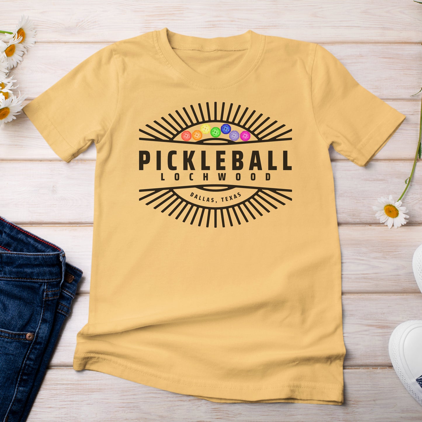 Pickleball for Lochwood Collection 101 T-shirt Bright Light Yellow Citrus Color