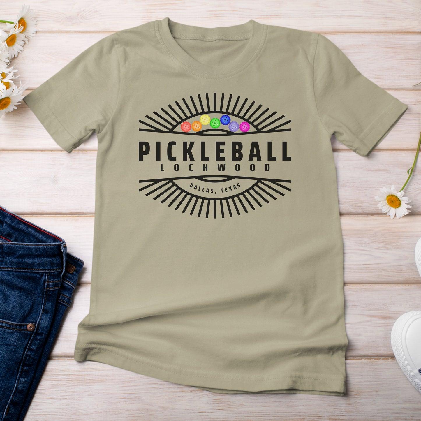 Pickleball for Lochwood Collection 101 T-shirt Light Khaki Color