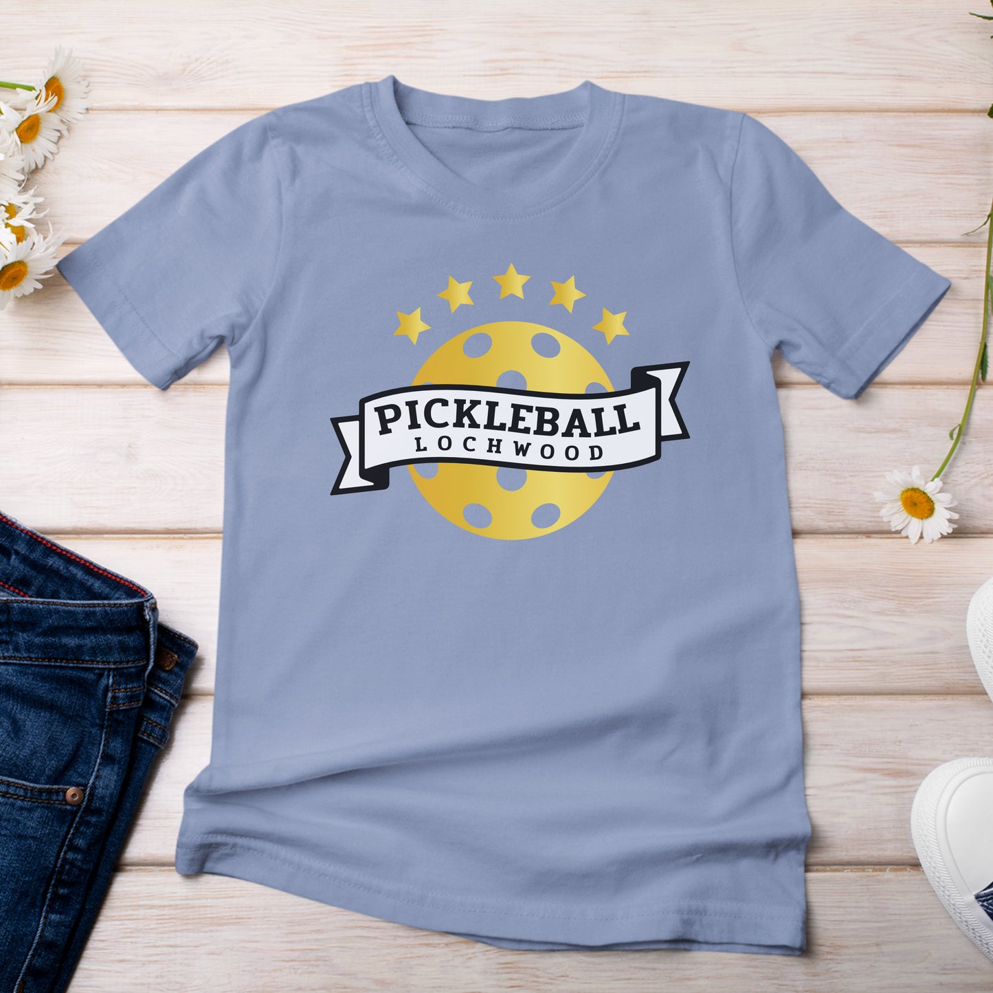 Pickleball for Lochwood Collection 102 T-Shirt Light Washed Denim Color