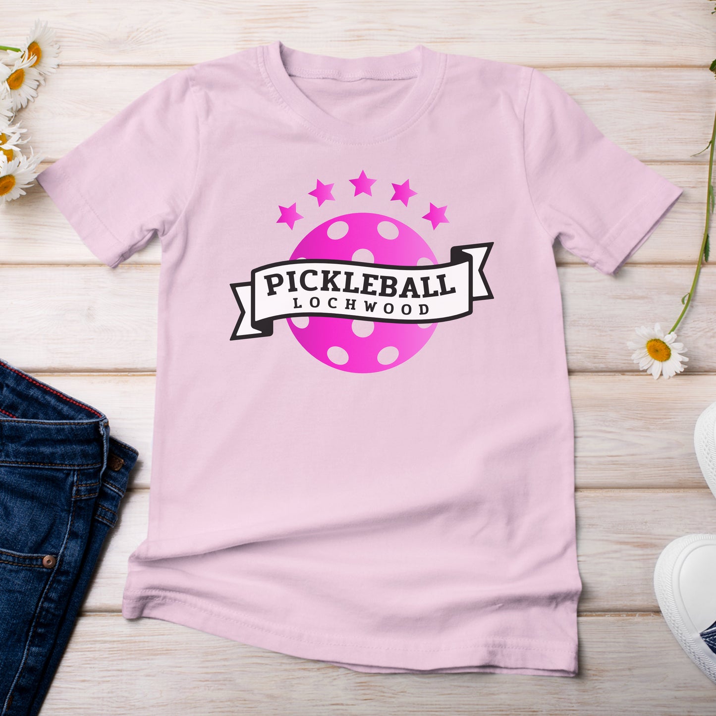 Pickleball for Lochwood Collection 102 T-Shirt Light Pink Blossom Color