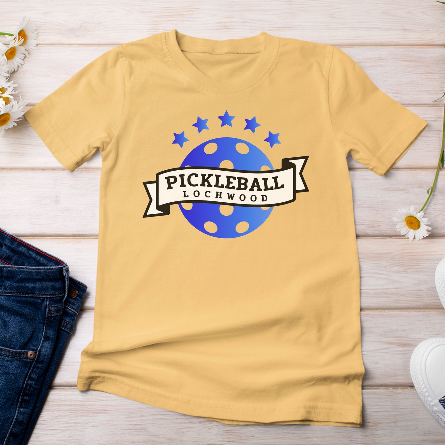 Pickleball for Lochwood Collection 102 T-Shirt Bright Yellow Citrus Color