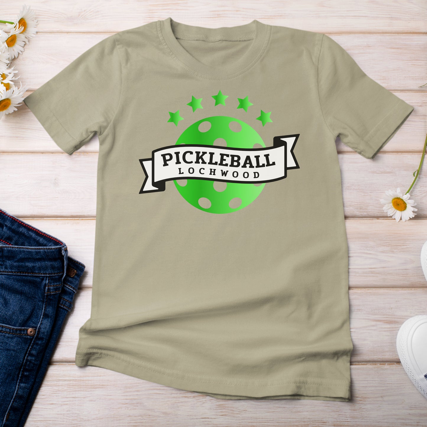 Pickleball for Lochwood Collection 102 T-Shirt Light Khaki Color