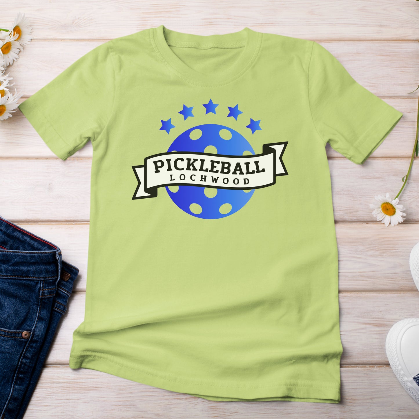 Pickleball for Lochwood Collection 102 T-Shirt Bright Green Kiwi Color