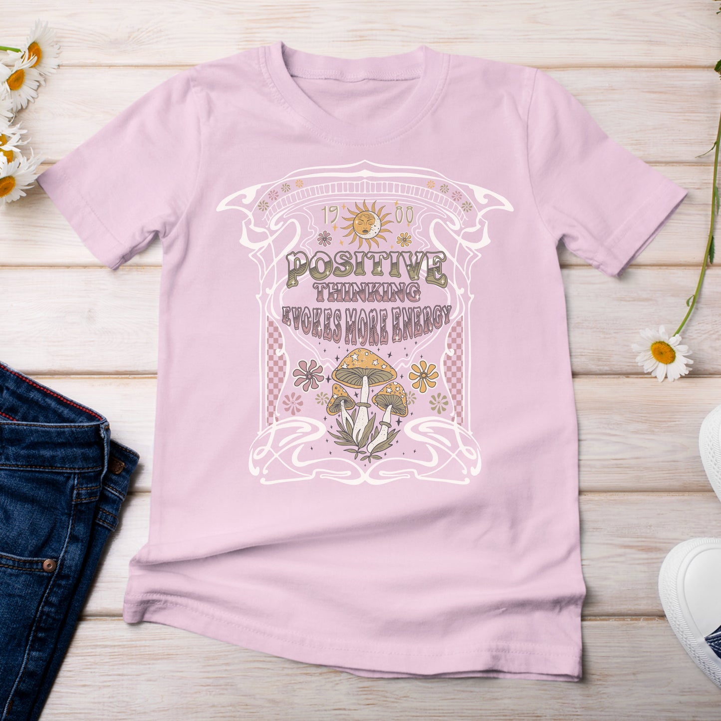 Positive Thinking Evokes More Energy T-Shirt Light Pink Blossom Color