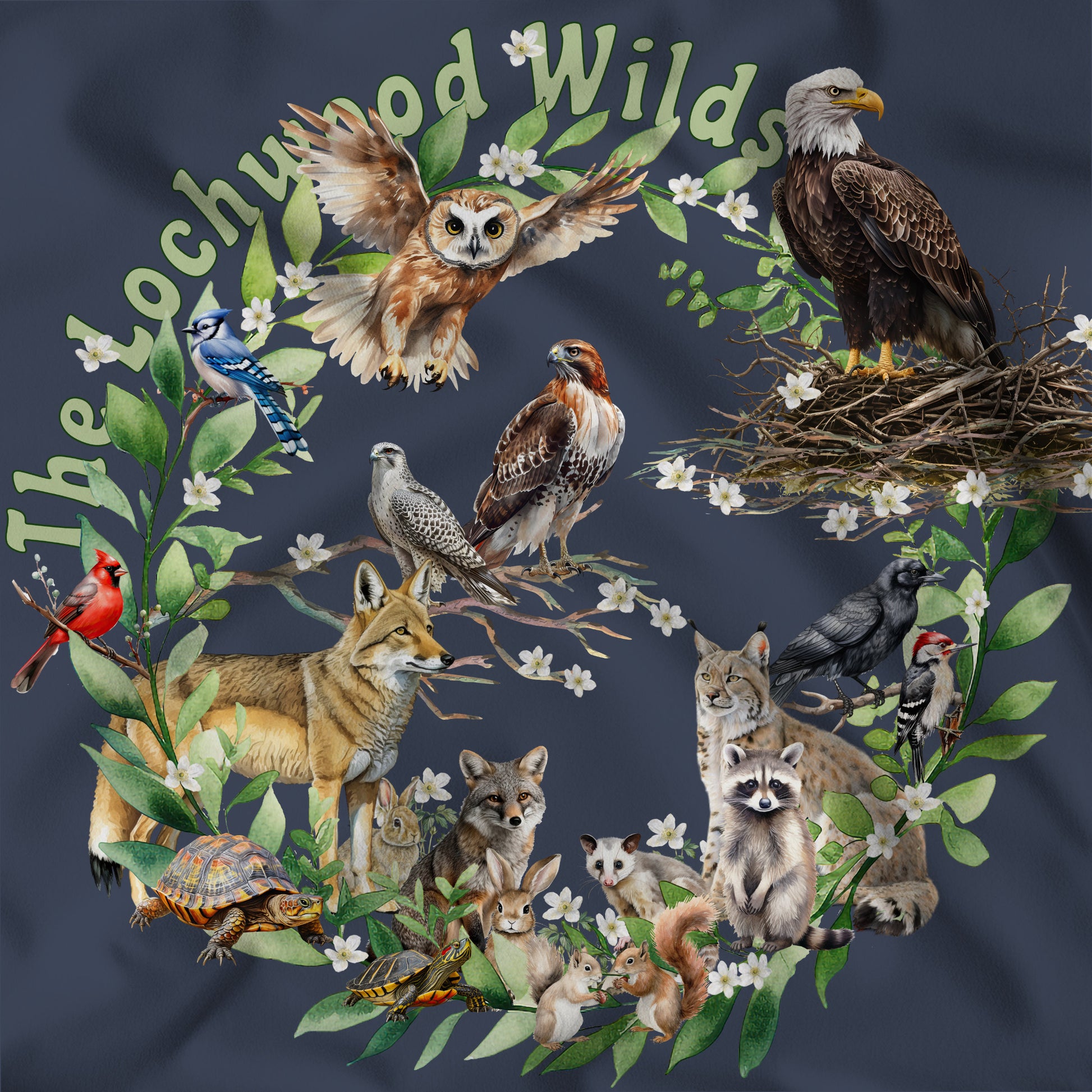 Showcase Picture of Lochwood Wildlife T-shirt in Midnight Color