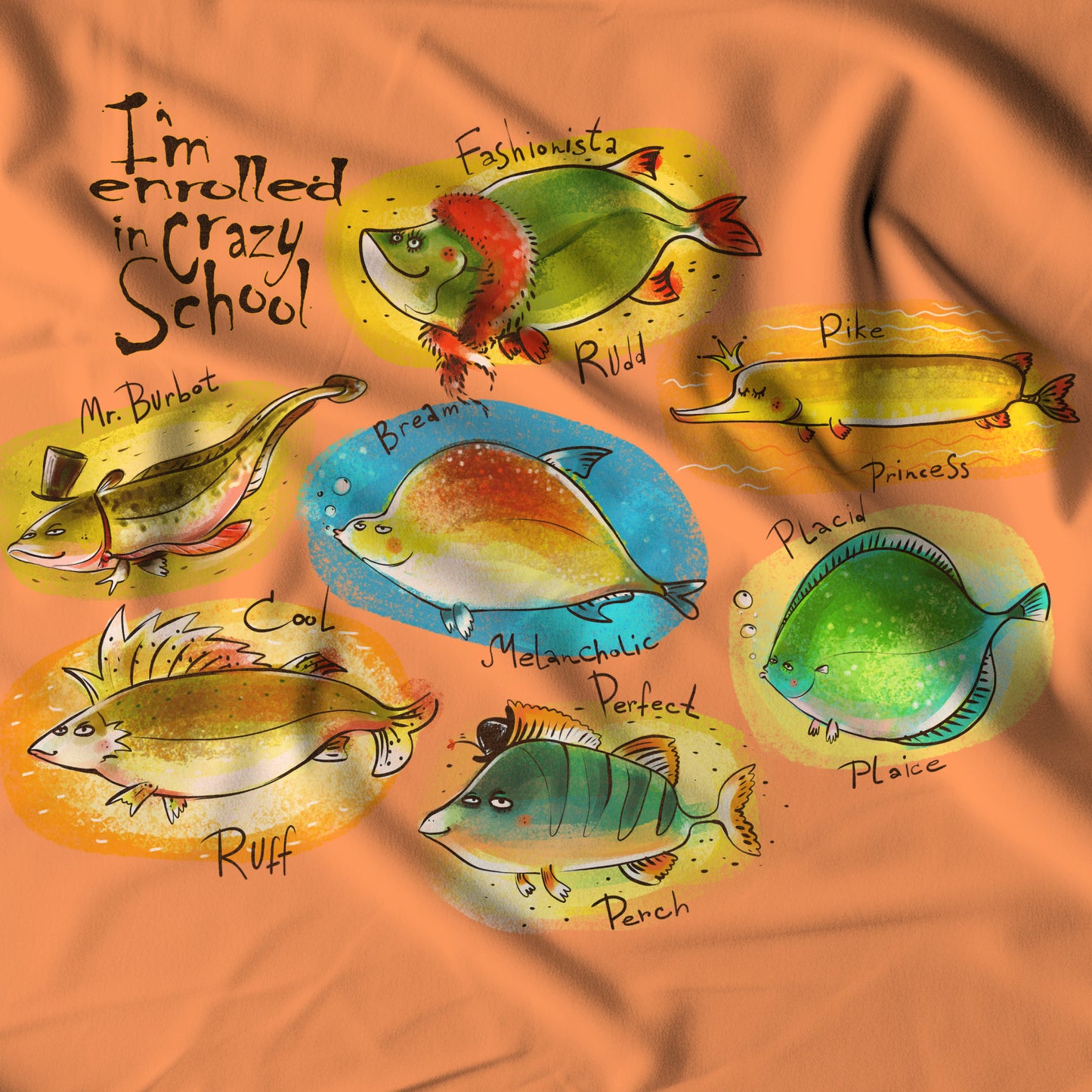 Crazy School, Multiple Whimsical Fish at Crazy School, Fun T-Shirt for the Fish Fans