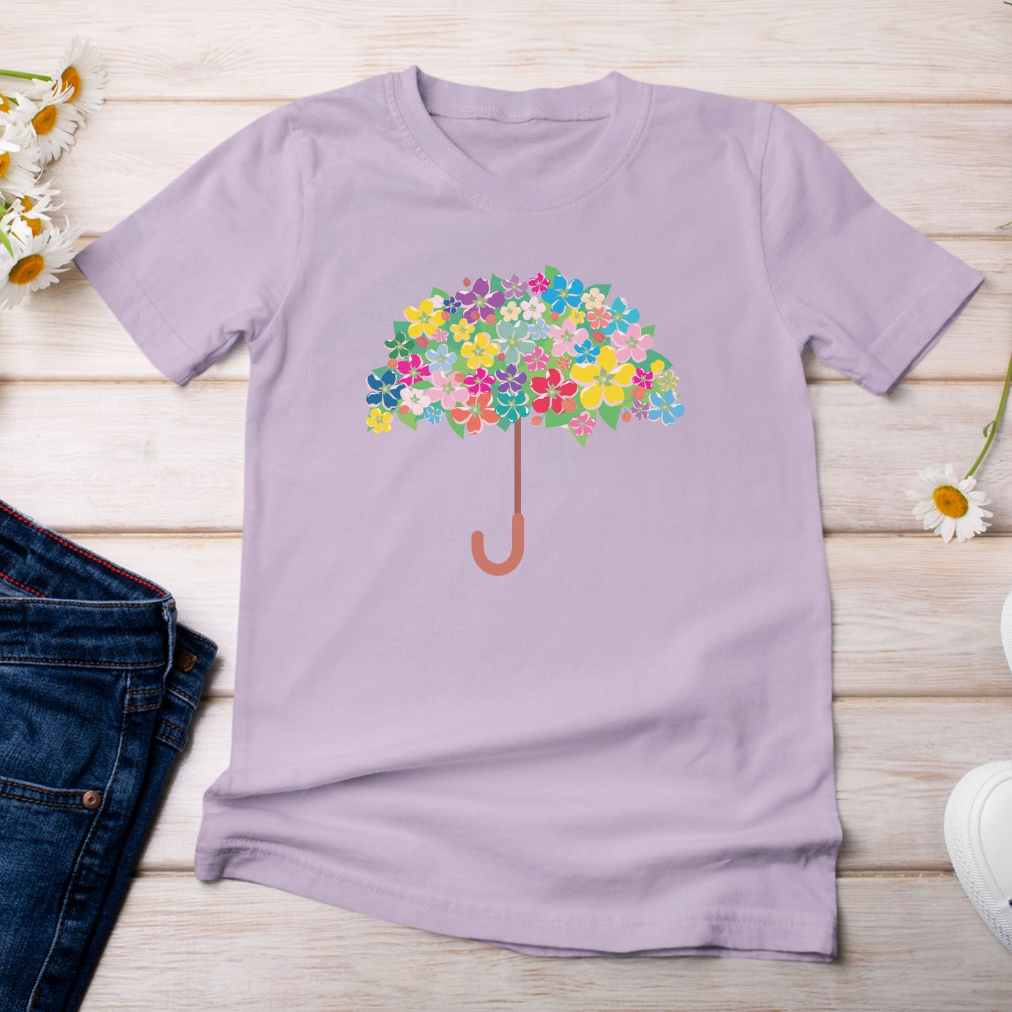 Floral Umbrella T-shirt Light Lilac Color