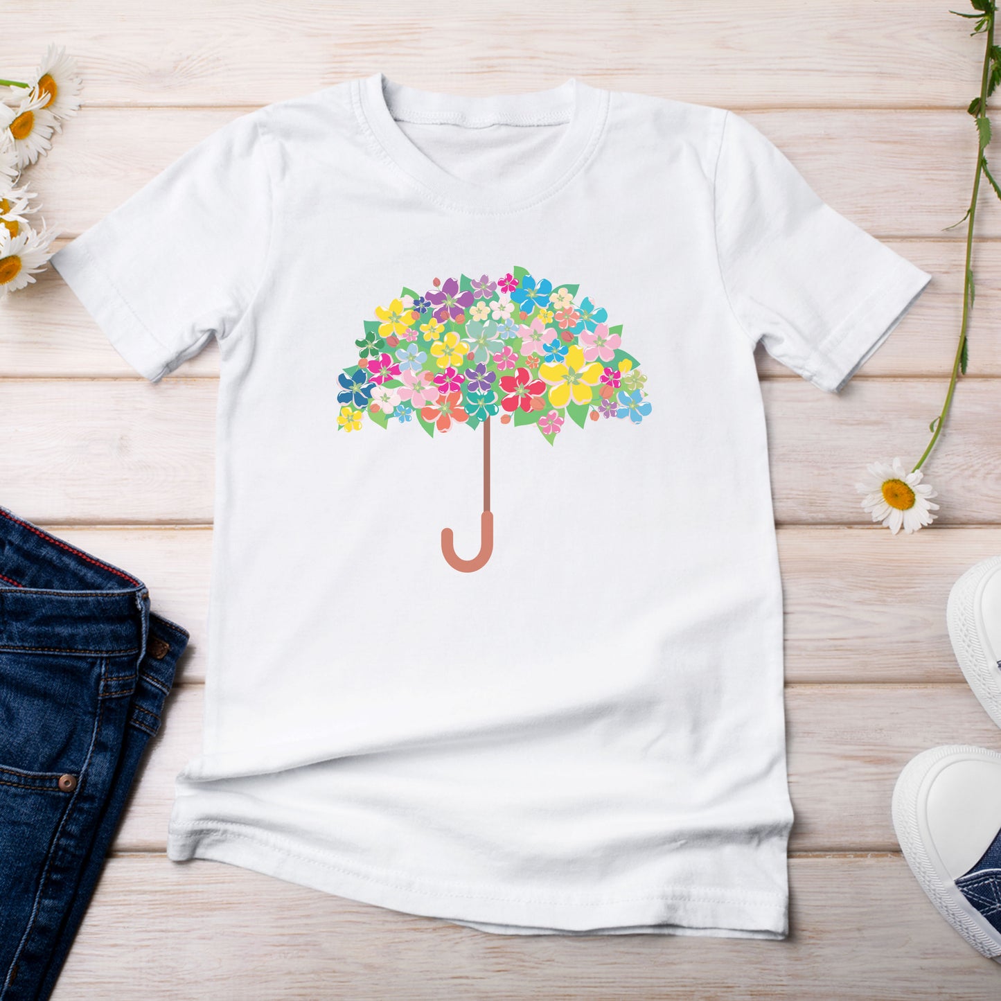 Floral Umbrella T-shirt White