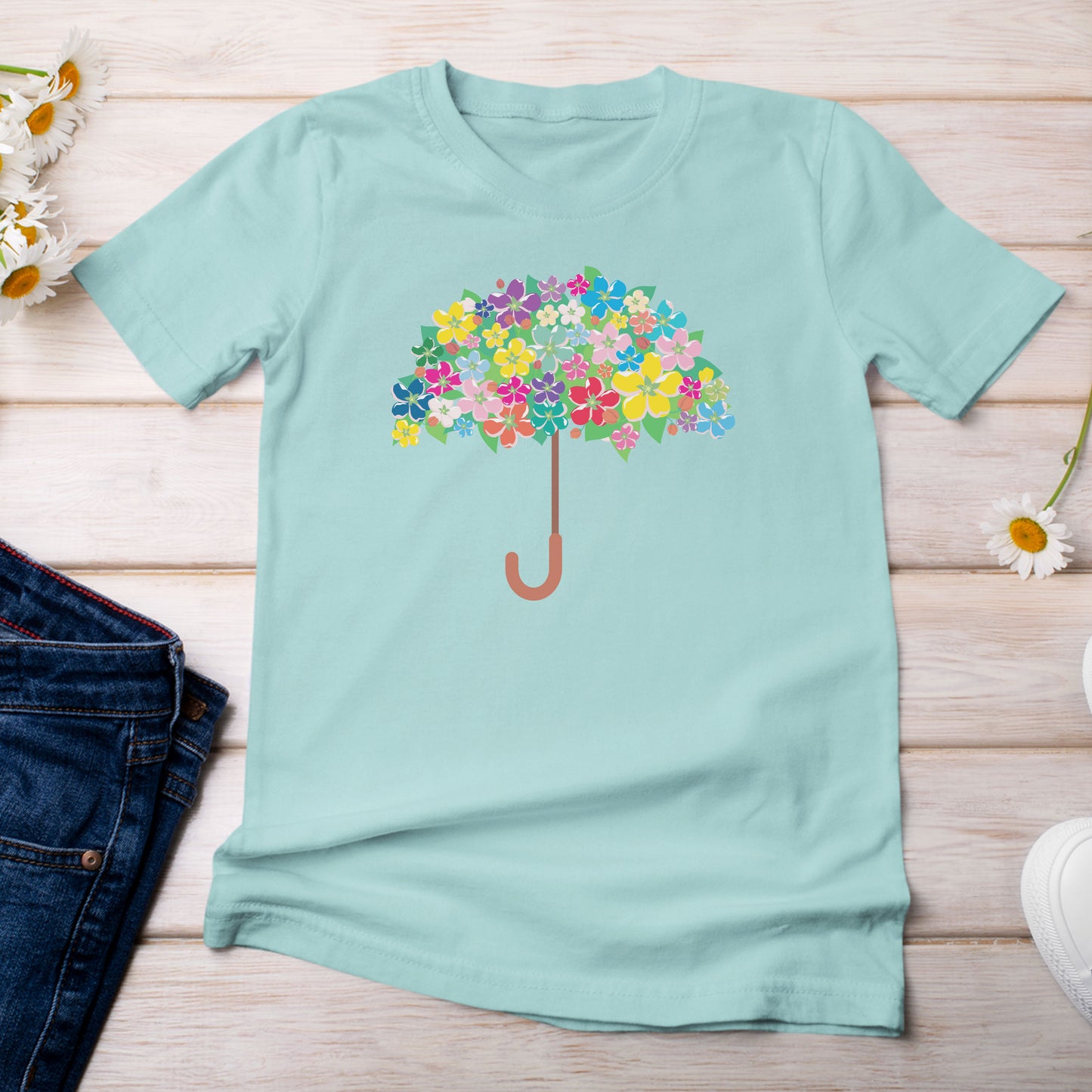 Floral Umbrella T-shirt Chalky Mint Color