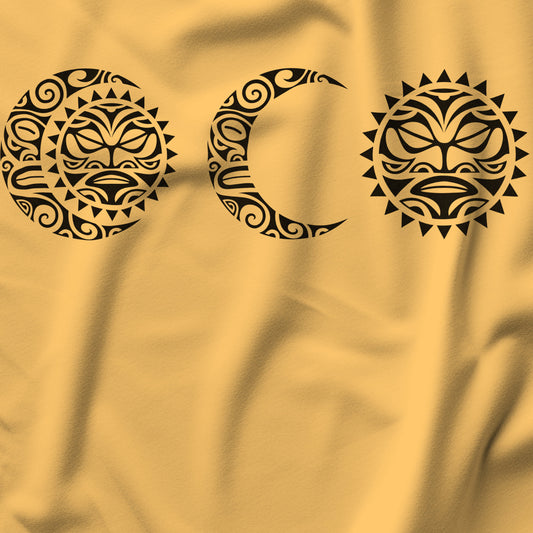 Maori Sun Moon Design T-shirt